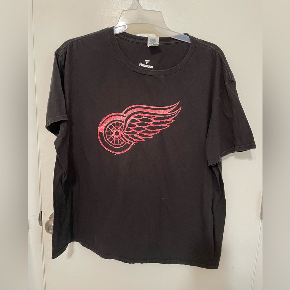 Vintage Fanatics short sleeve black Detroit Red wings #9 Gordie Howe T Shirt 2X